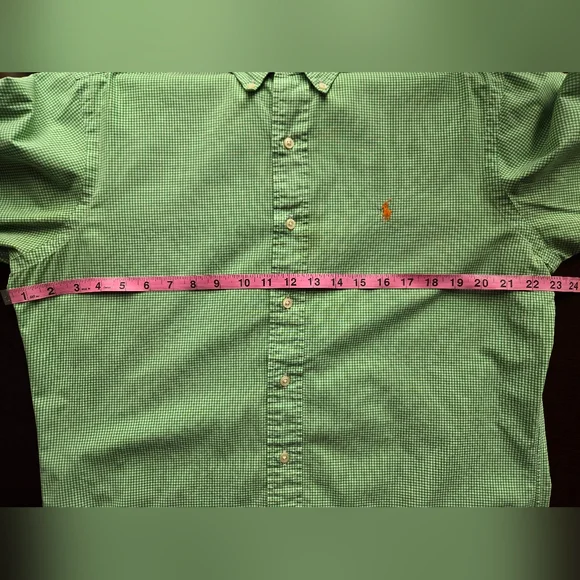 Polo Ralph Lauren Green Gingham Button Down Shirt - Classic Fit - Men's Medium - Picture 7 of 10
